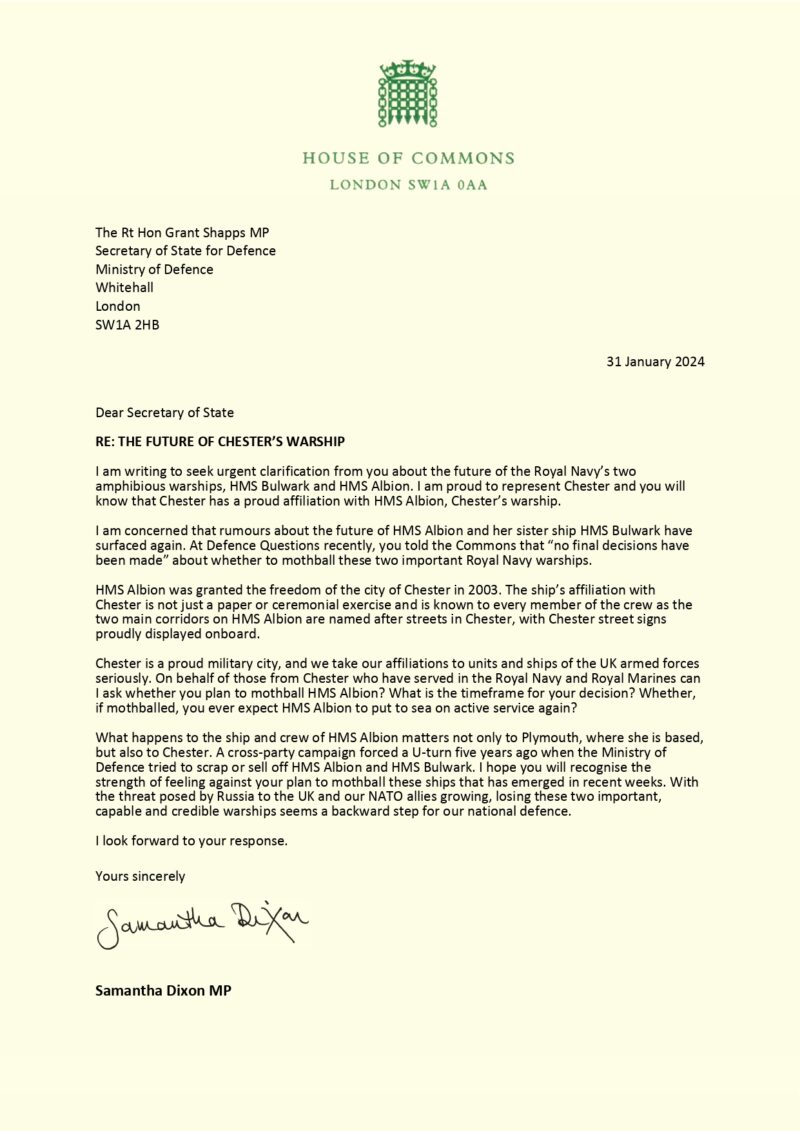 Letter HMS Albion