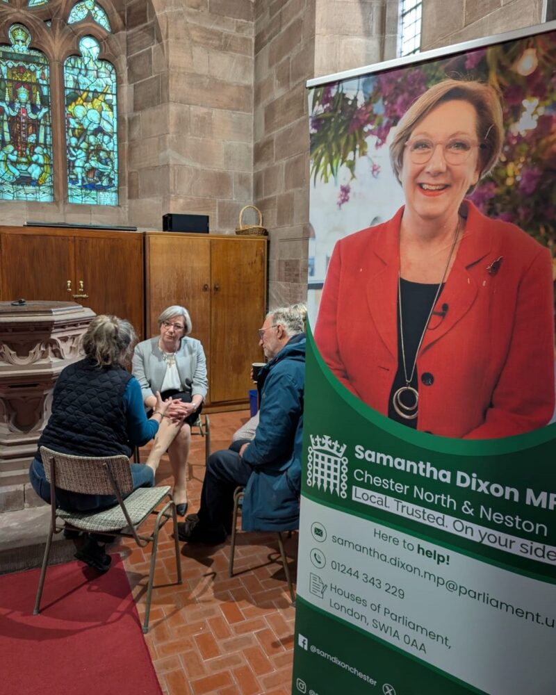 Samantha Dixon MBE MP at her coffee morning at the Holy Trinity in Capenhurst